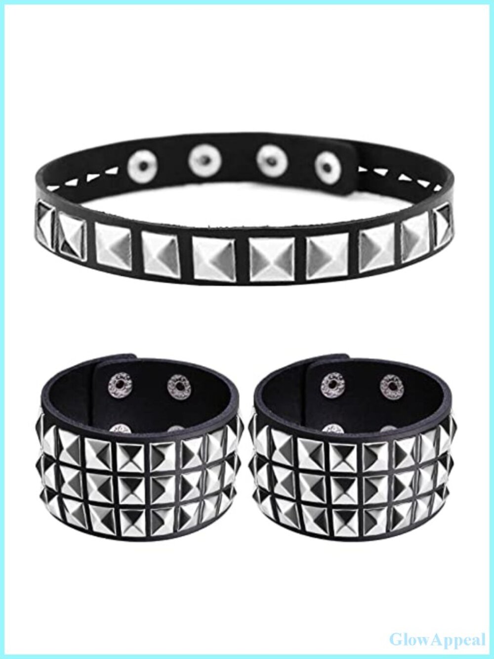 Studded Choker Necklace Bracelets Punk Emo Goth Faux Leather Jewelry Set